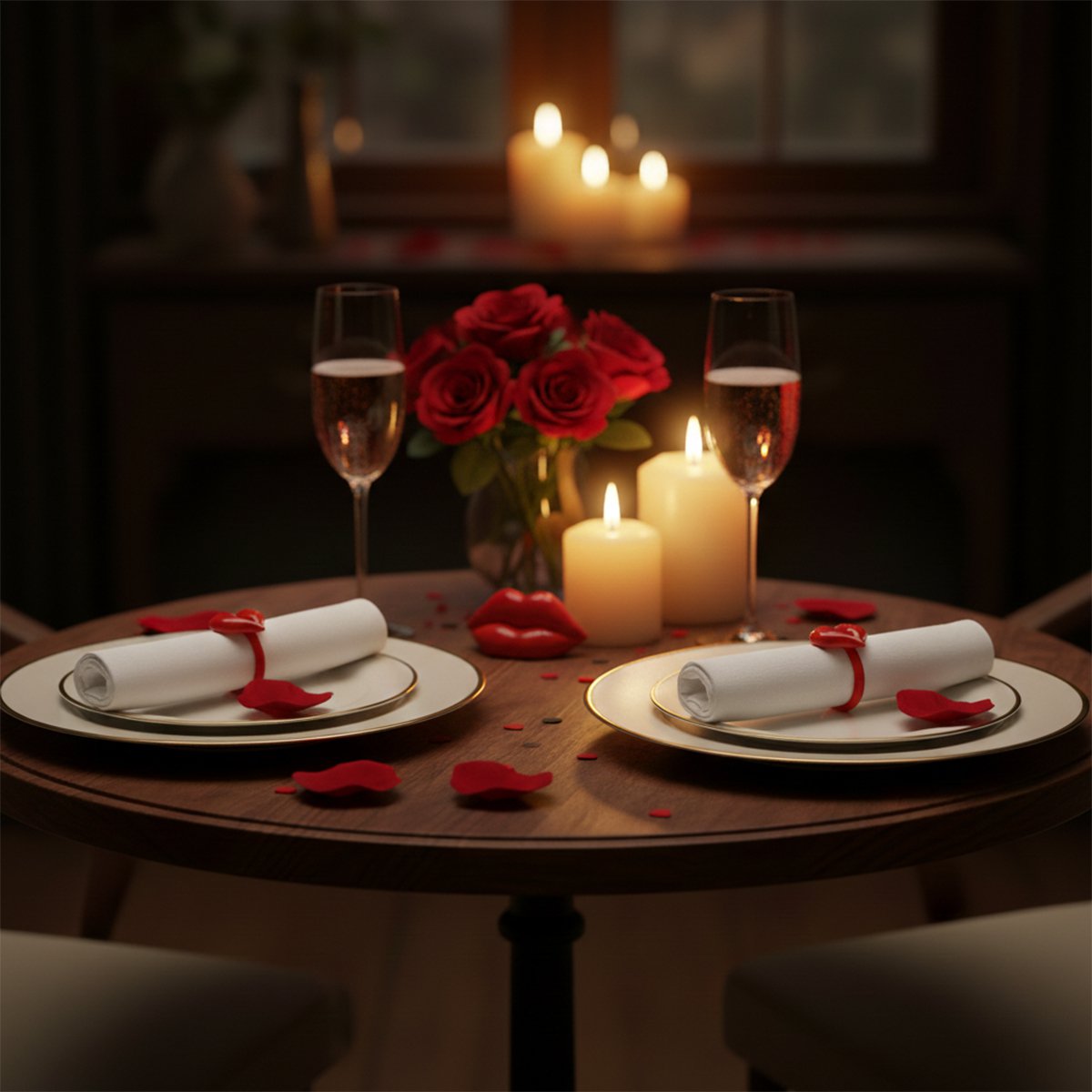 Set of 4 red mouth napkin rings
