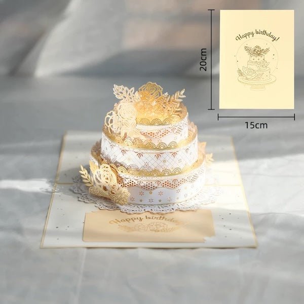 3D Birthday Card - Luxurious Lace Cake Design