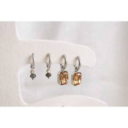 Labradorite & Zebra Feldspar Earrings - Silver