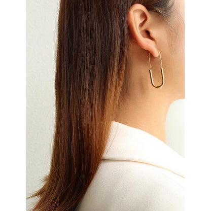 Minimal Design Paper Clip Hoop Earrings