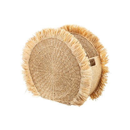 Seagrass raffia newspaper basket "Boho" Series 2