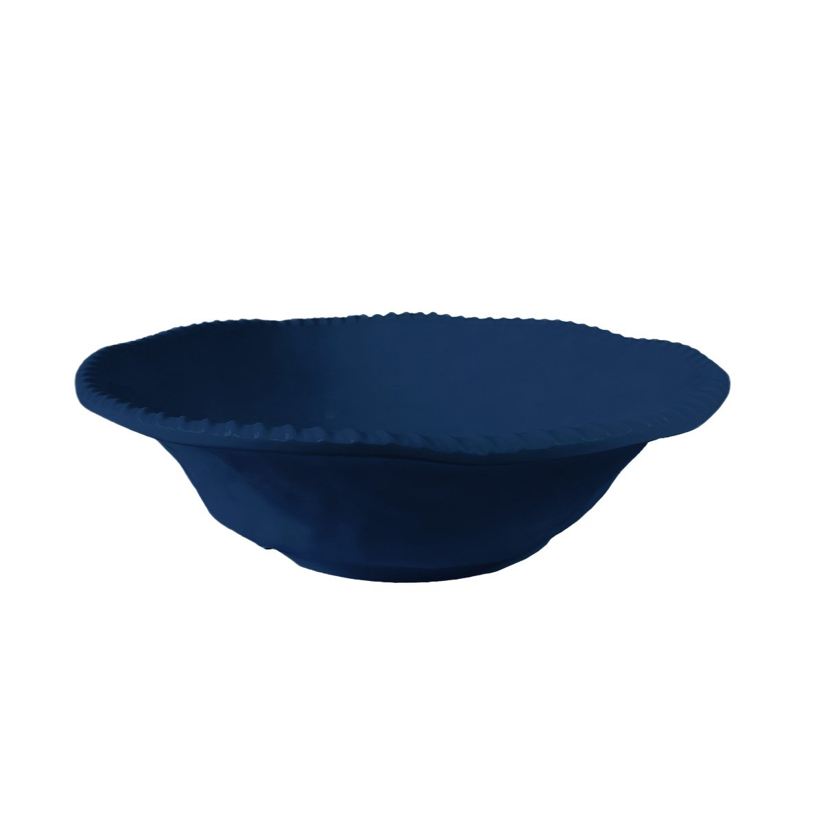 Blue melamine salad bowl and salad cutlery with rope edge