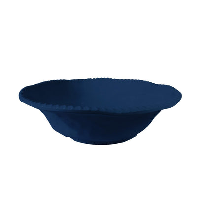 Blue melamine salad bowl and salad cutlery with rope edge