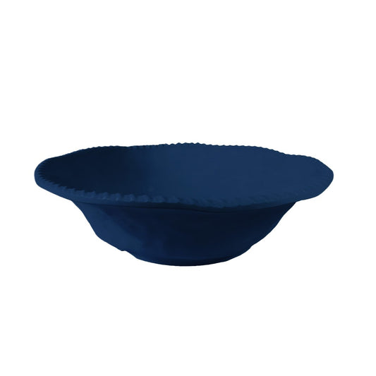 Blue melamine salad bowl and salad cutlery with rope edge