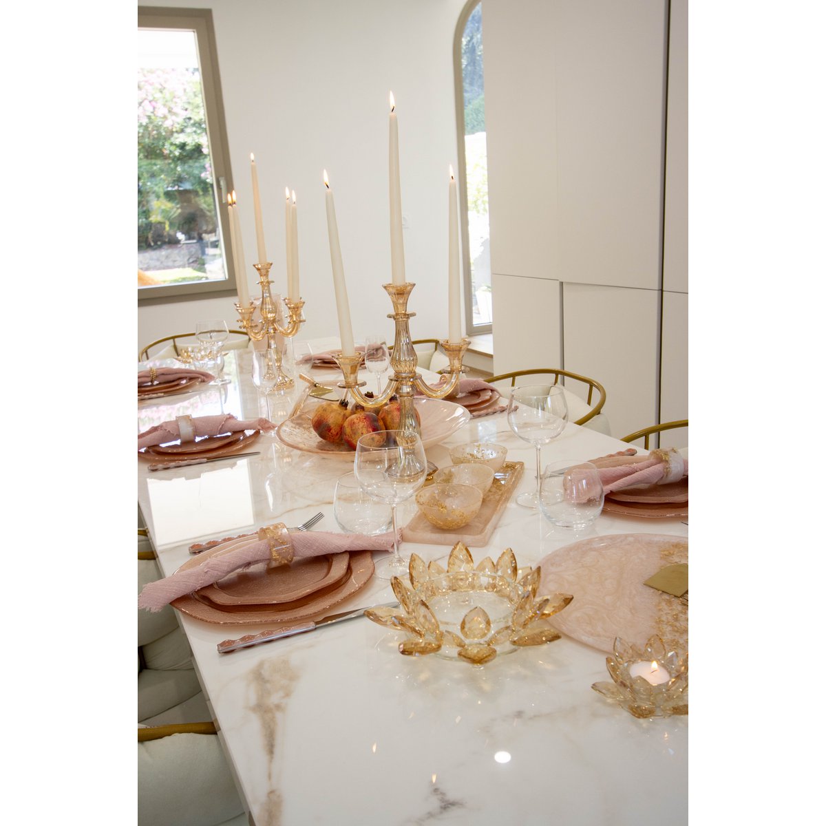 Chandelier 5 lights amber H35cm