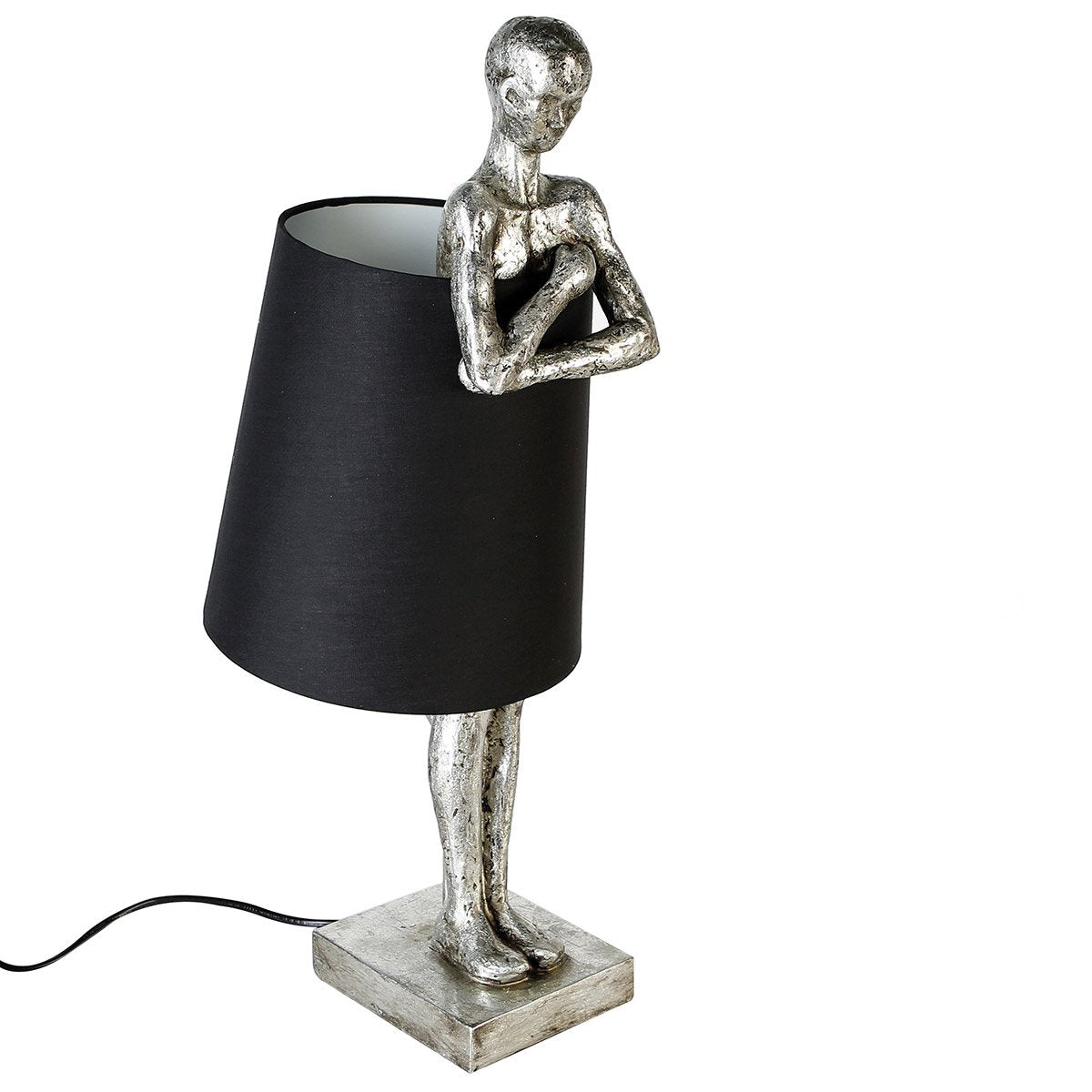 "Man" lamp, poly, antique silver / black