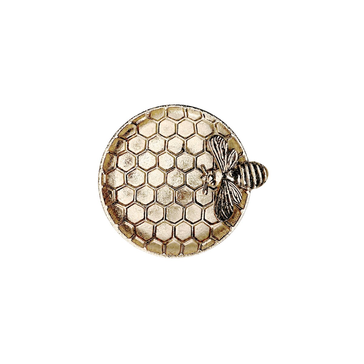 Bee honeycomb tray in gold aluminum 22.5x20x6cm