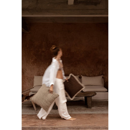 The Espresso Edge Cushion Cover - Brown White