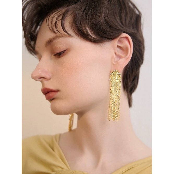 Sparkling Tassels Longline Earrings