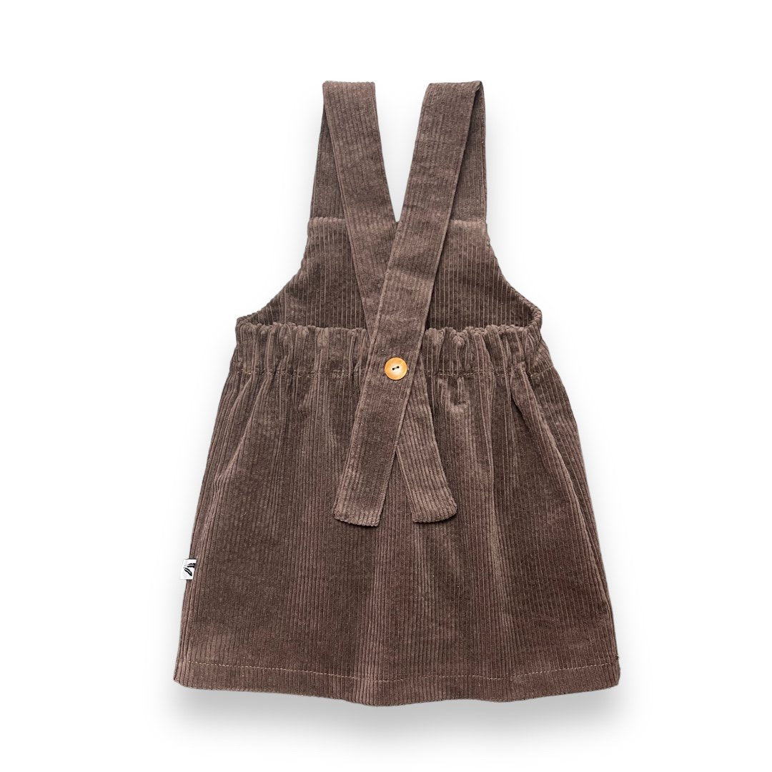 Pinafore dress corduroy mini dark brown