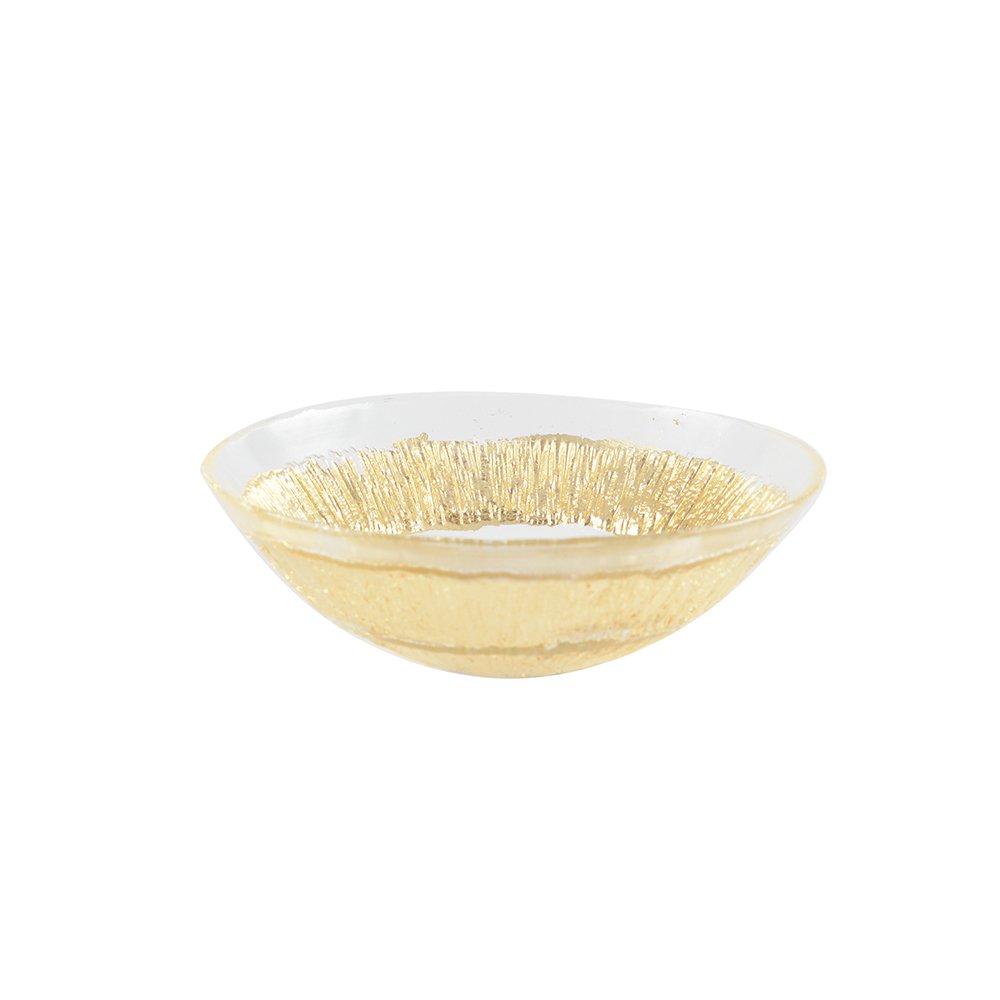 GOLD CRACKED GLASS BOWL 13X13X4CM - SUN