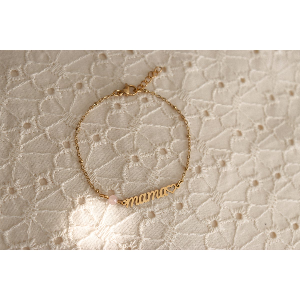 Mama & Rose Quartz Bracelet - Gold