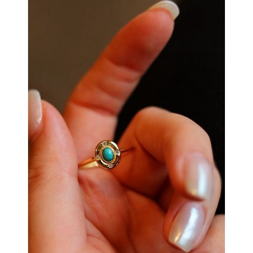 Modern Vintage Turquoise Oval Ring-adjustable