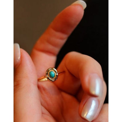 Modern Vintage Turquoise Oval Ring-adjustable