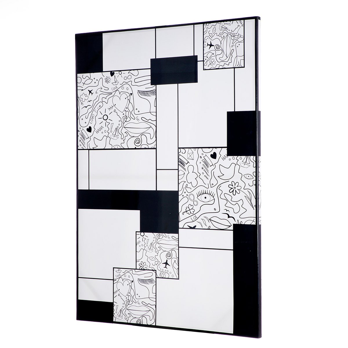 Rectangular picture, black, white H.110 cm