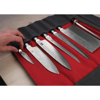 Kitchen Accessories - KOTAI knife roll-up bag - top grain leather and waxed canvas (can hold 8 knives + accessories)