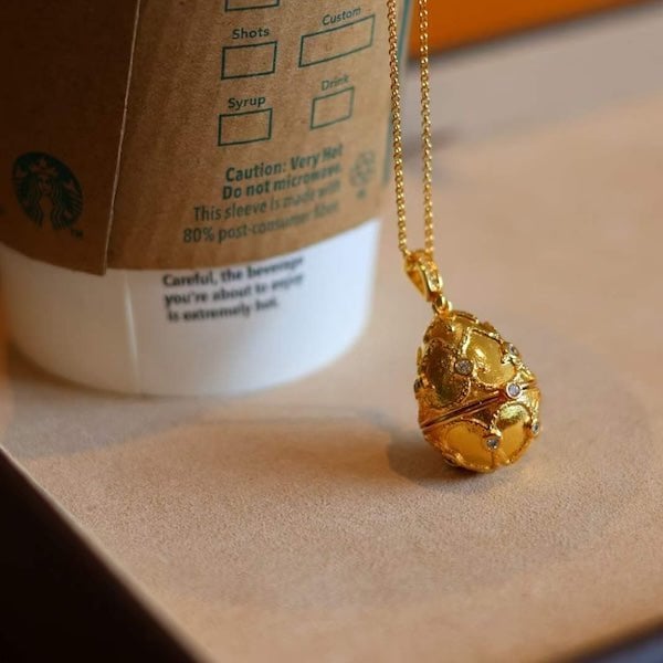 Real Ruby Royal Gold Egg Locket Pendant Necklace