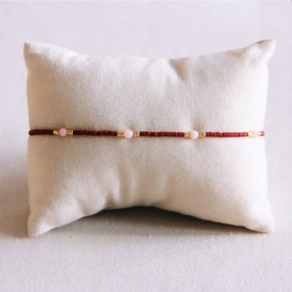 Miyuki faceted bracelet - brown/oldpink