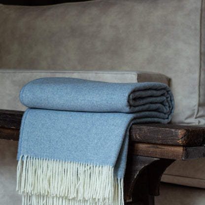 Merino/cashmere Throw Blanket MILANO - blue