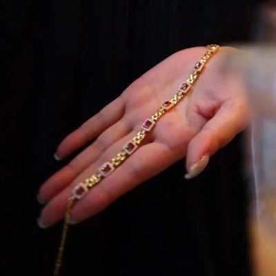 Italian Style Red Garnet Fancy Bracelet