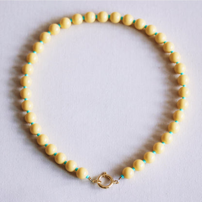 Beaded necklace with Miyuki beads - yellow/mint