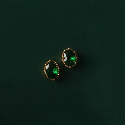 Modern Vintage Green Crystal Ear Studs