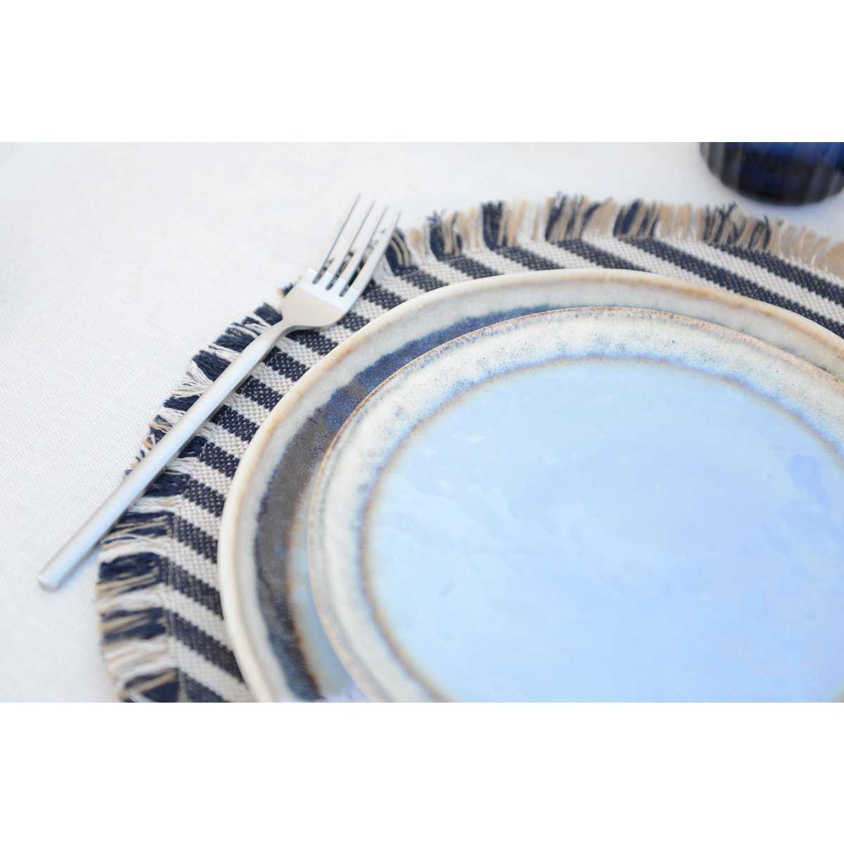 Blue porcelain dessert plate 21.5x21.5x1.4cm