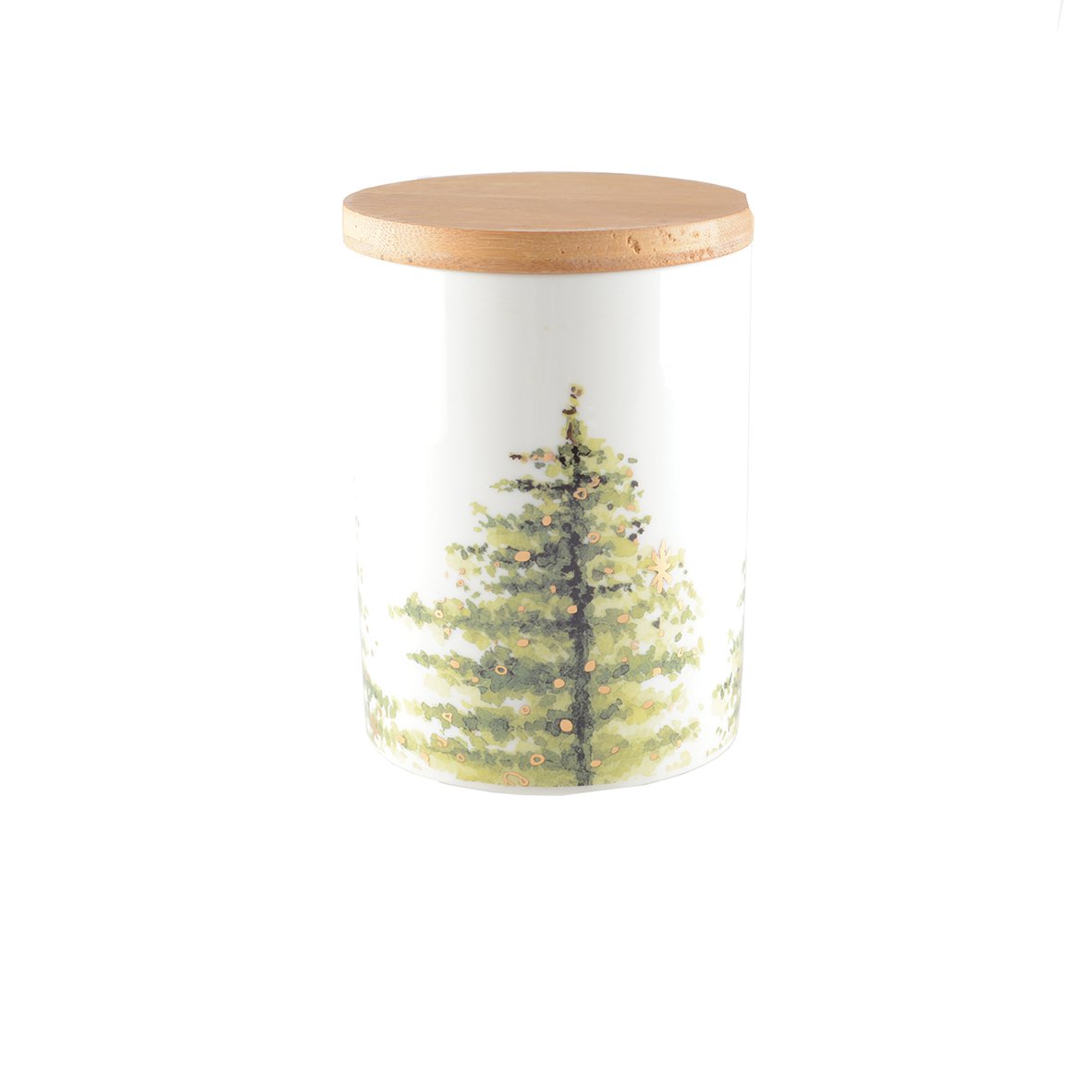 POT WITH WOODEN LID 10X10X13.8CM - FIR