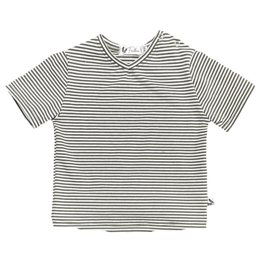 Shirt V-neck small stripes dark forest