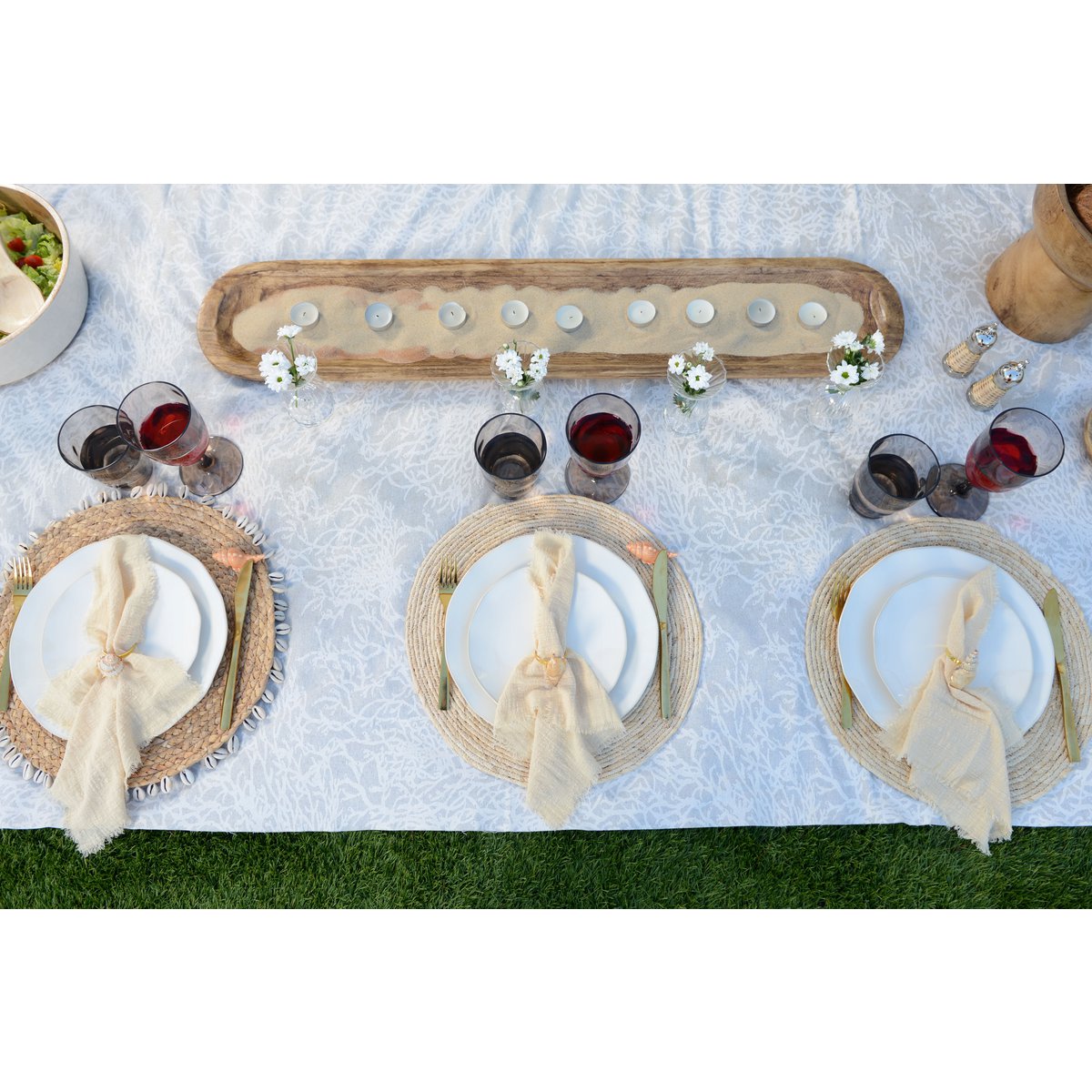 Long rectangular wooden decorative tray 100x9x2.5cm