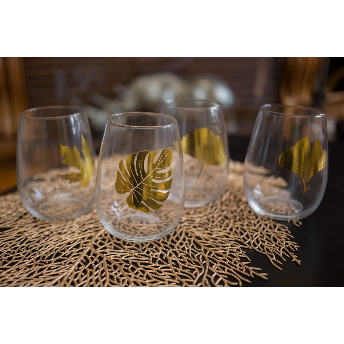 Set 4 Dore Leaf Glasses