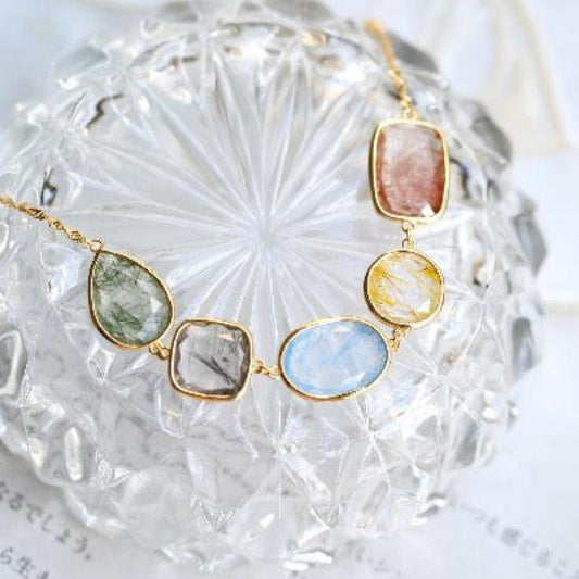 Rainbow Quartz Crystals Beads 5-Stone Bracelets