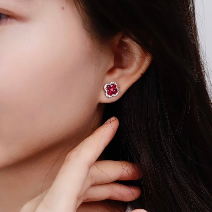 Vivid Ruby Flower Jewelry Set