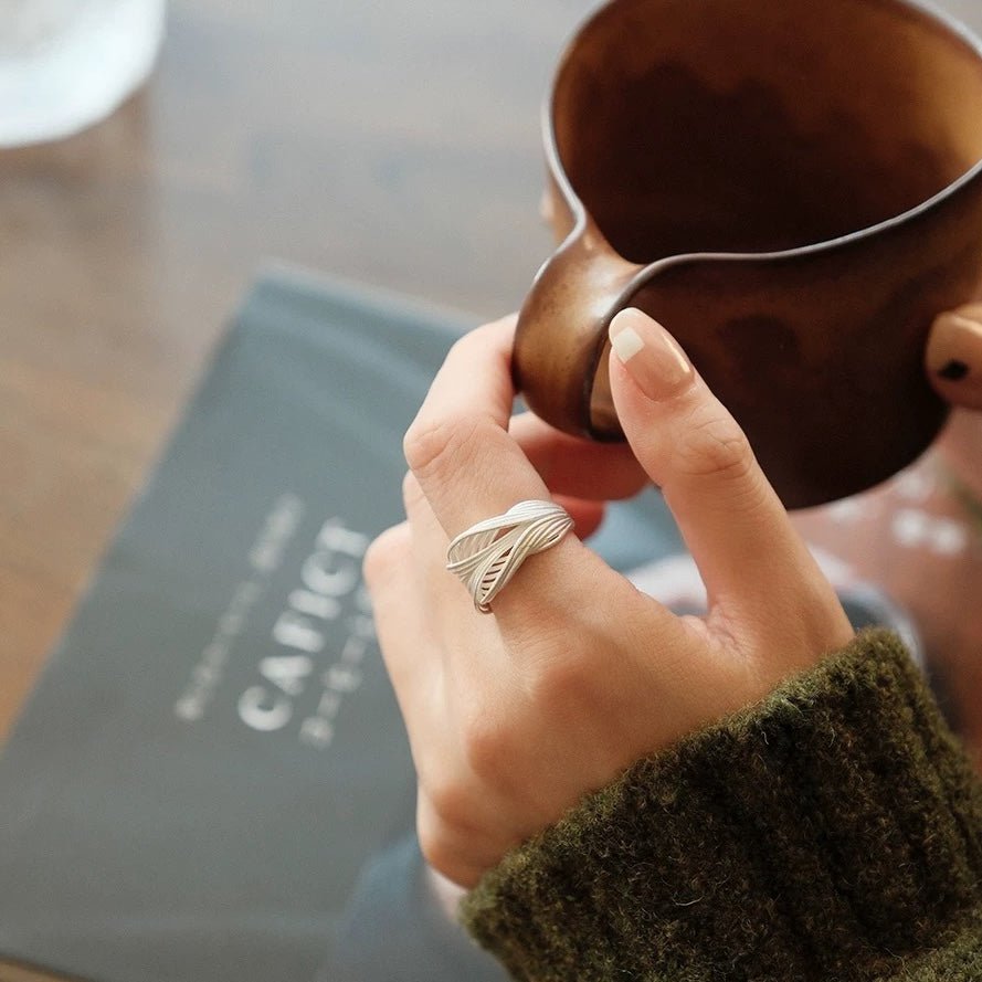 Sterling Silver Knotted Net Rings