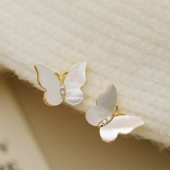 Iridescent Butterfly Shell Stud Earrings