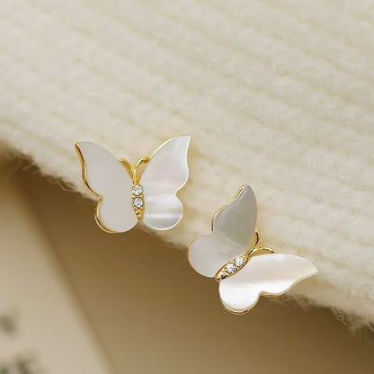 Iridescent Butterfly Shell Stud Earrings