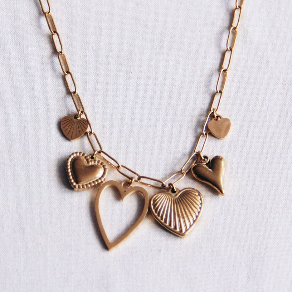 Charm necklace 'HEARTS' – gold