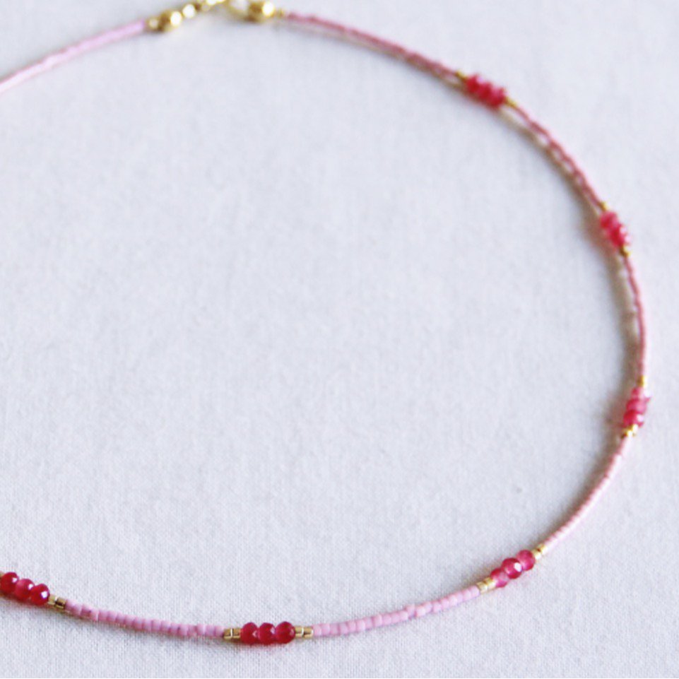 Miyuki necklace - Peach cherry kiss