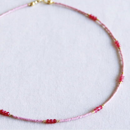Miyuki necklace - Peach cherry kiss