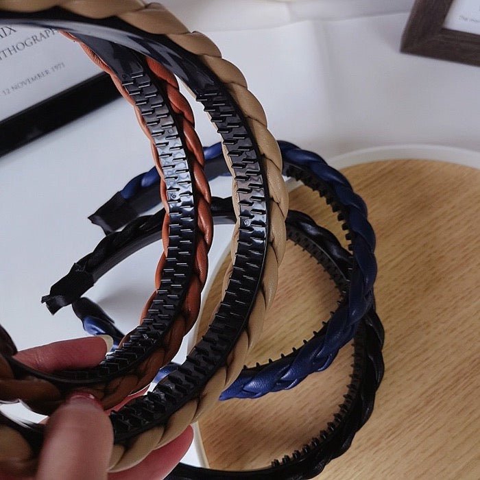 Vintage style leather look braided headband