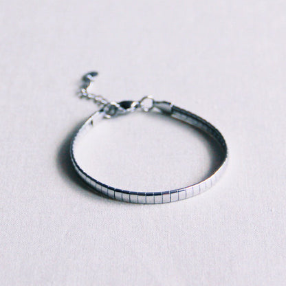 SA812 - Steel flat bracelet striped - silver