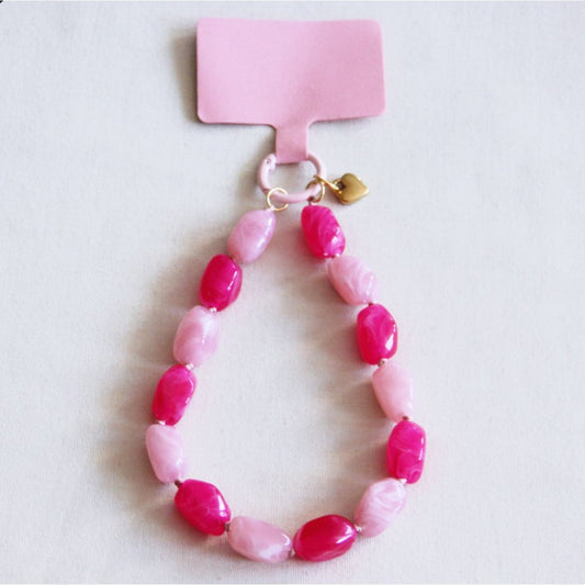 Phone cord nugget beads - light pink/fuchsia