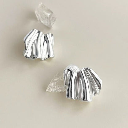 Geometric Pleats Ear Studs-Gold n Silver