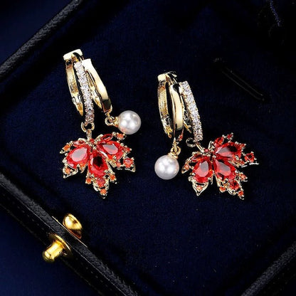 Autumn Maple Stone Drop Earrings