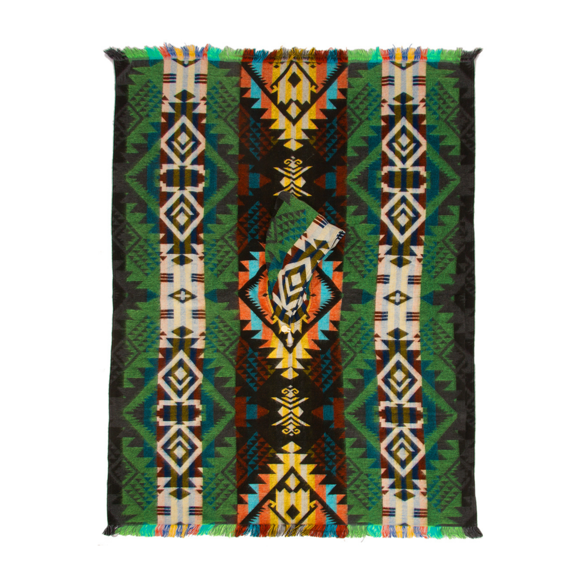 Alpaca Poncho Native Pattern | Waorani Green