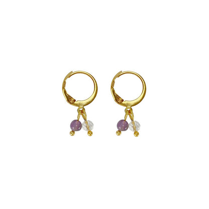 Earrings Amethyst & Rock Crystal - Gold