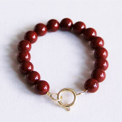 Natural stone beaded bracelet XL - burgundy