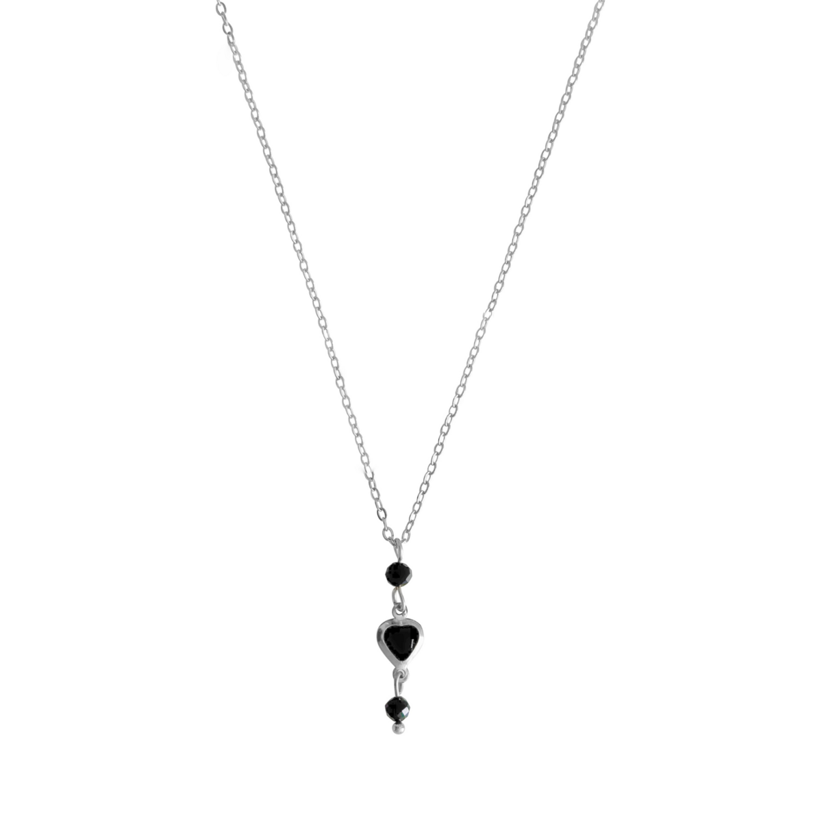 Crystal Heart & Tourmaline Necklace - Silver