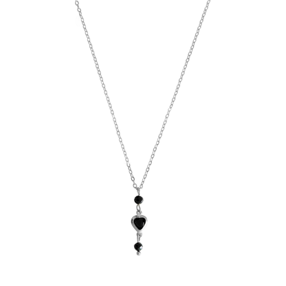 Crystal Heart & Tourmaline Necklace - Silver