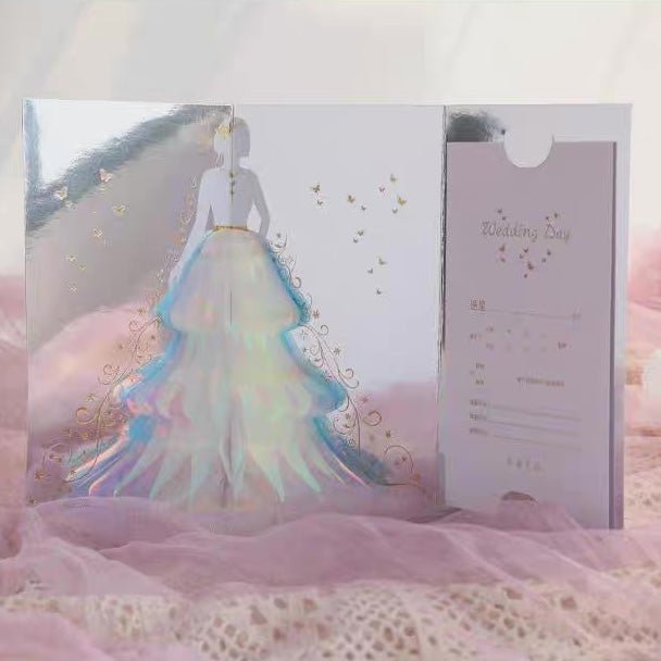 3D Wedding Card - Sparkling Lady with Wedding Dress Design
